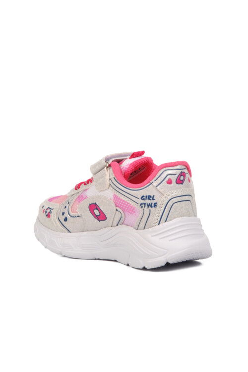 White Fuchsia Velcro Girls Sneakers 732 P