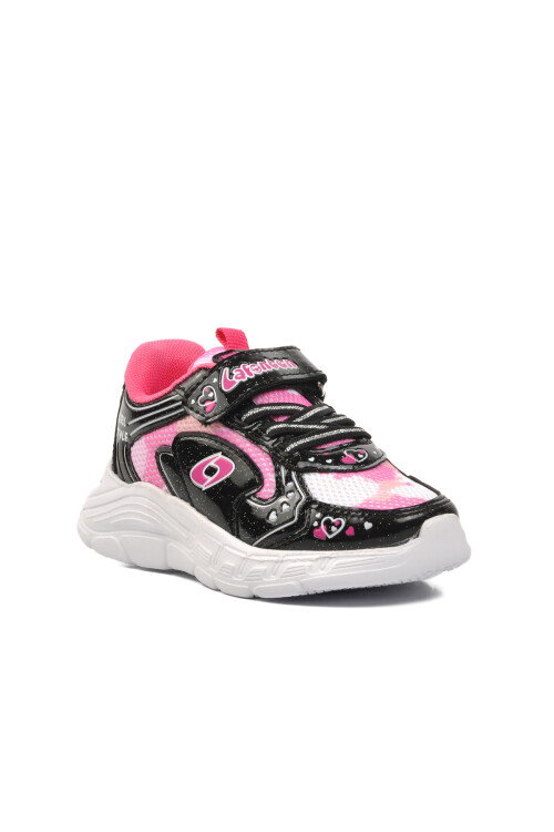 Black Fuchsia Velcro Girls Sneakers 732 P