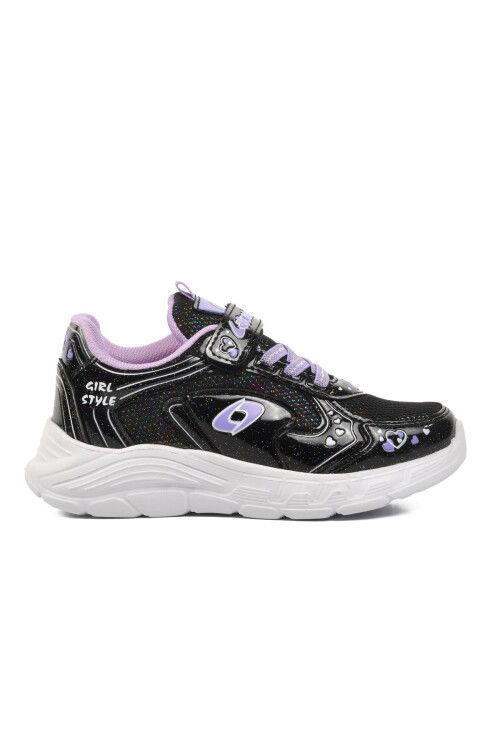Black Lilac Velcro Girls Sneakers 732 P