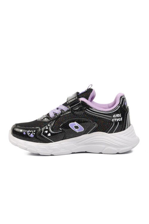 Black Lilac Velcro Girls Sneakers 732 P