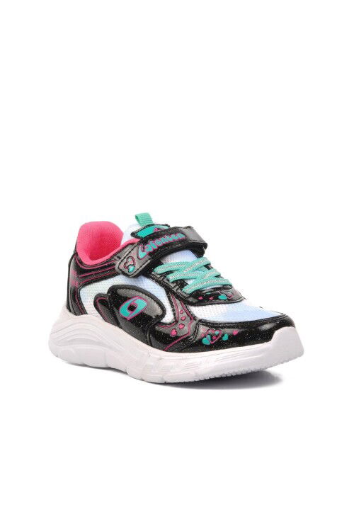 Black Aqua Green Velcro Girls Sneakers 732 P