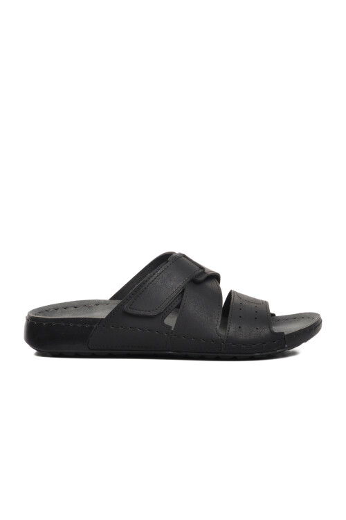 Black Anatomical Velcro Mens Slippers 80-989 M