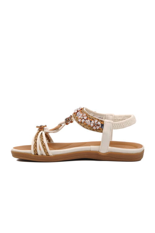 Beyaz Hakiki Deri Kadın Sandalet 9636 Z