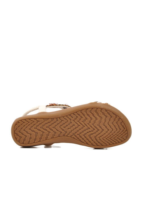 Beyaz Hakiki Deri Kadın Sandalet 9636 Z