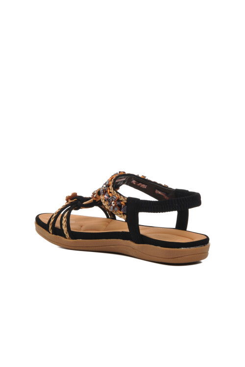 صندل نسائي من الجلد الطبيعي باللون الأسود 9636 Z