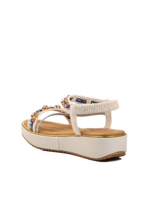 Beyaz Hakiki Deri Kadın Sandalet 9651 Z