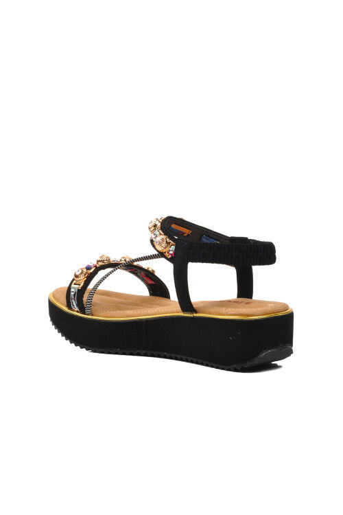 Siyah Hakiki Deri Kadın Sandalet 9651 Z