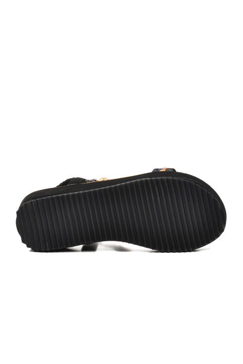 Siyah Hakiki Deri Kadın Sandalet 9651 Z