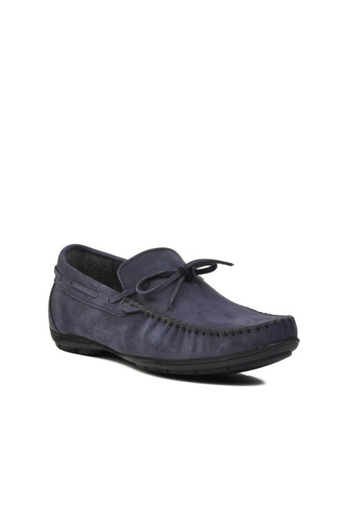 Navy Blue Nubuck Mens Casual Shoes D7217 M