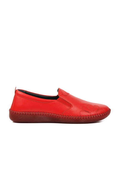 Red Genuine Leather Womens Casual Shoes Premium 04035 Z