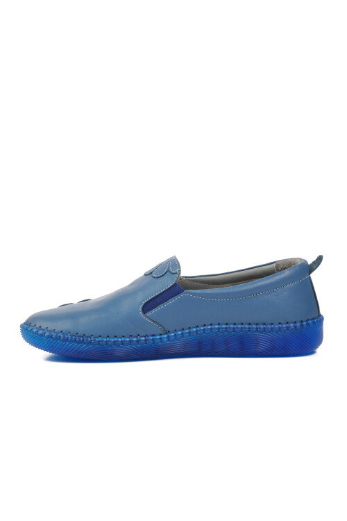 Blue Genuine Leather Womens Casual Shoes Premium 04035 Z