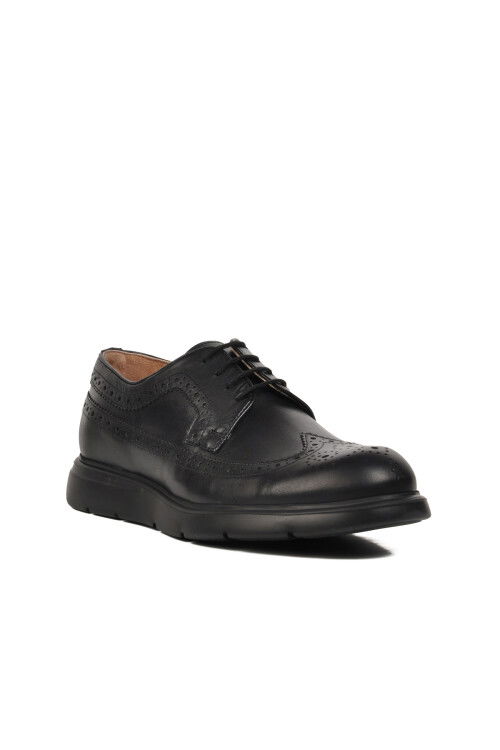 حذاء رجالي كاجوال من الجلد الطبيعي باللون الأسود بريميوم 33281 M