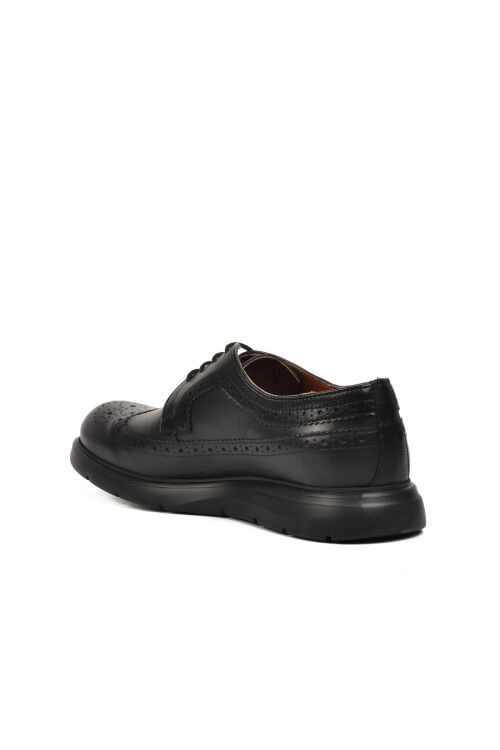 حذاء رجالي كاجوال من الجلد الطبيعي باللون الأسود بريميوم 33281 M