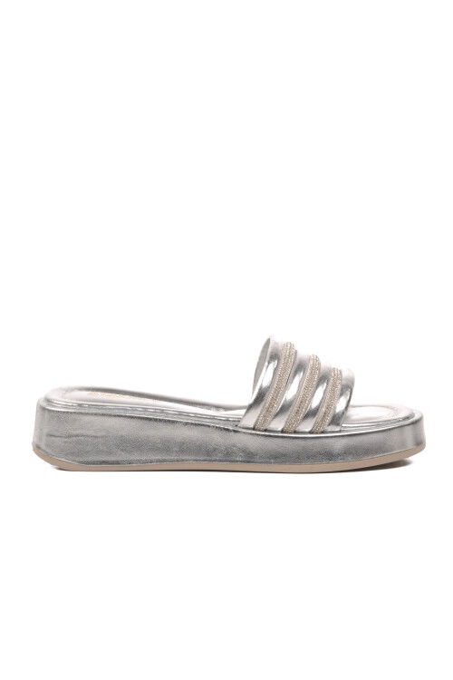 Silver Patent Leather Womens Slippers 0902 Z