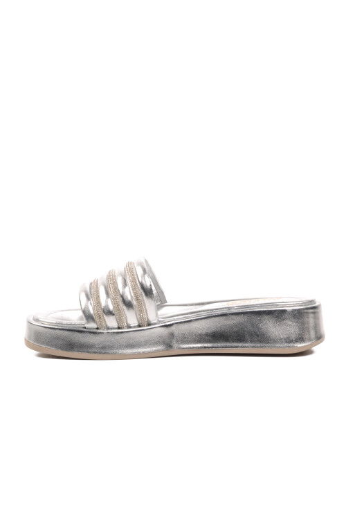 Silver Patent Leather Womens Slippers 0902 Z
