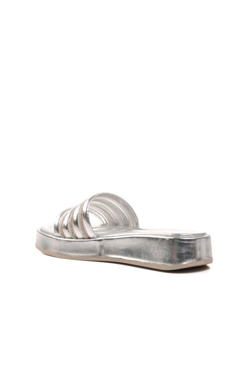 Silver Patent Leather Womens Slippers 0902 Z