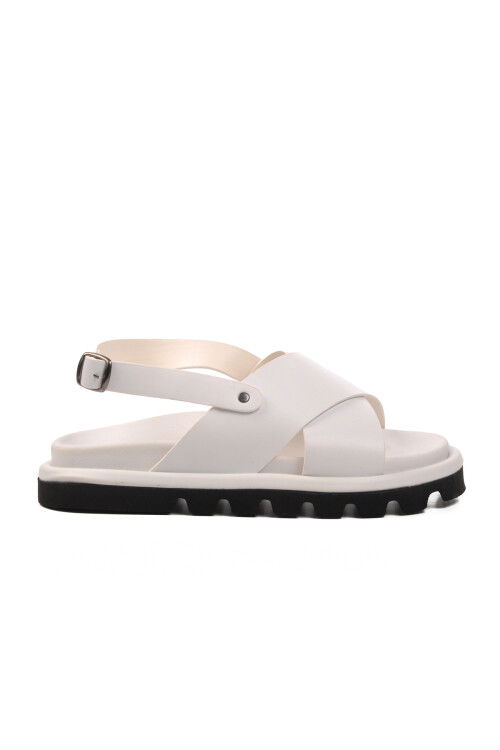 White Womens Flat Sandals 150 Z