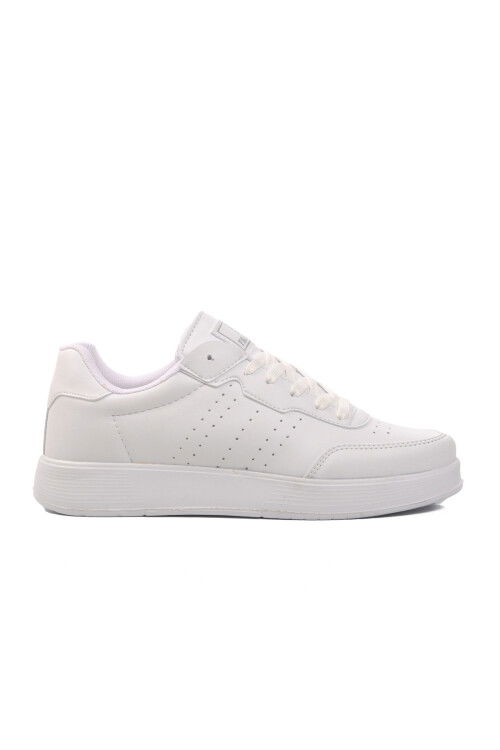 White Lace-Up Unisex Sneaker 158