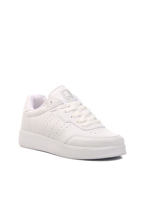 White Lace-Up Unisex Sneaker 158