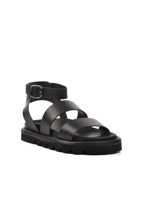 Black Womens Flat Sandals 158 Z