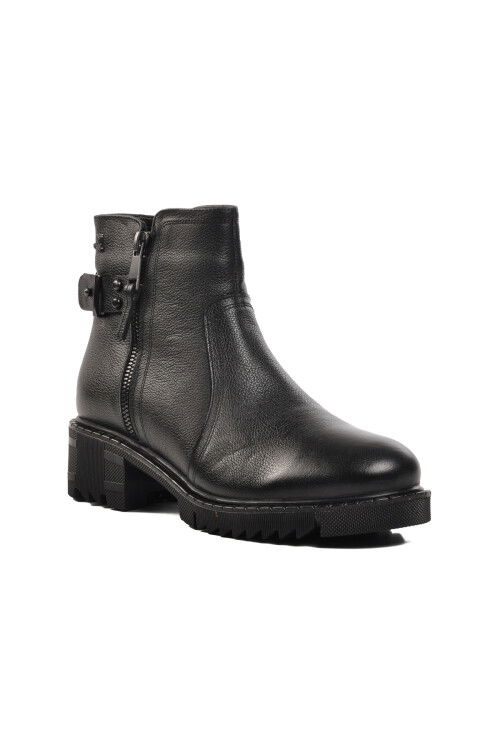 Siyah Hakiki Deri Kadın Bot 1950807K Z