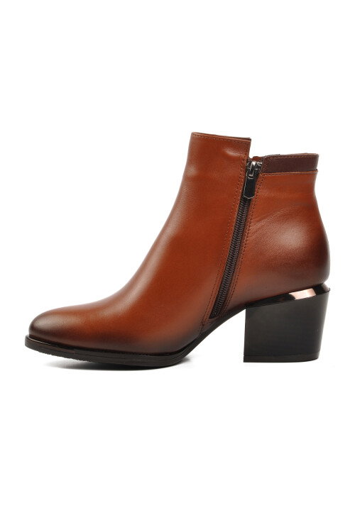 Tan-Brown Genuine Leather Womens Boots 2128242K Z