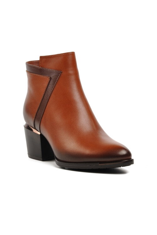 Tan-Brown Genuine Leather Womens Boots 2128242K Z