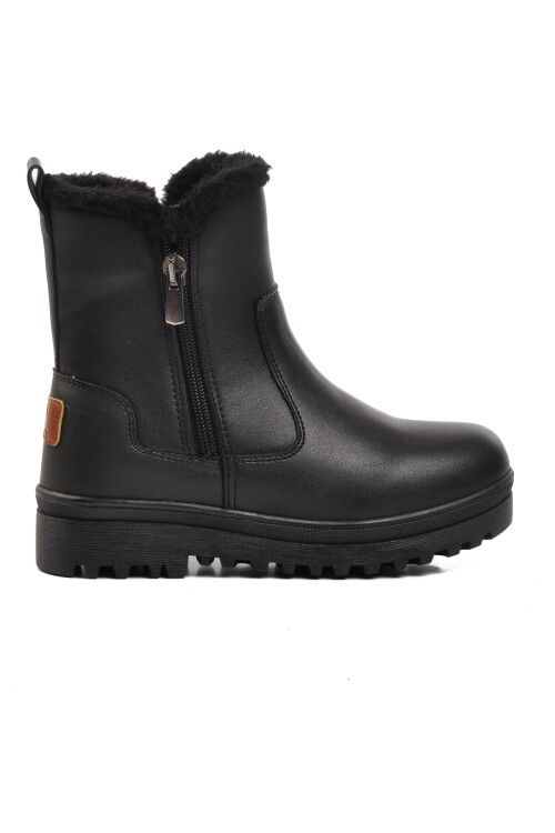 Black Fur-lined Girls Boots 23003 F