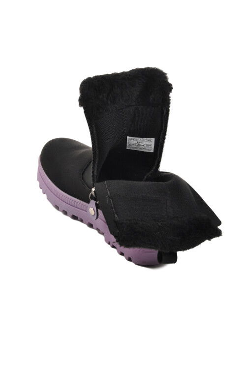 Black-Lilac Furry Girls Boots 23003 F
