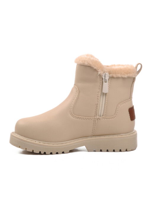 Beige Fur-lined Girls Boots 23003 P