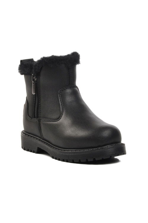 Black Furry Girls Boots 23003 P