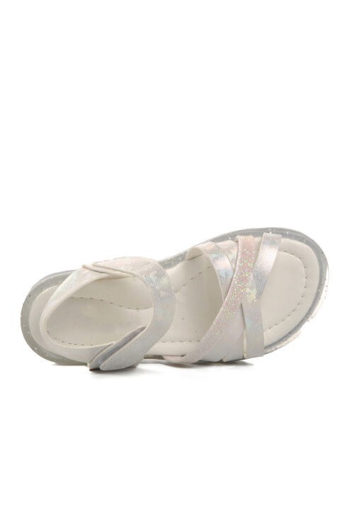 White Glittery Orthopedic Girls Sandals 24-400 F
