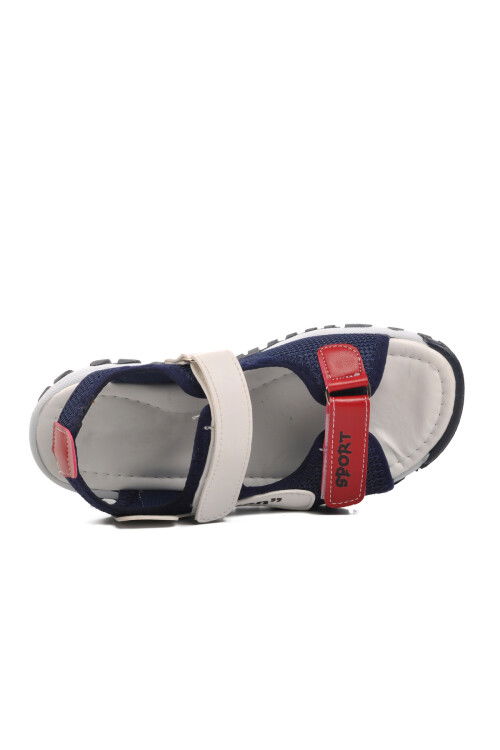 Navy Blue White Orthopedic Boys Sandals 24-410 F
