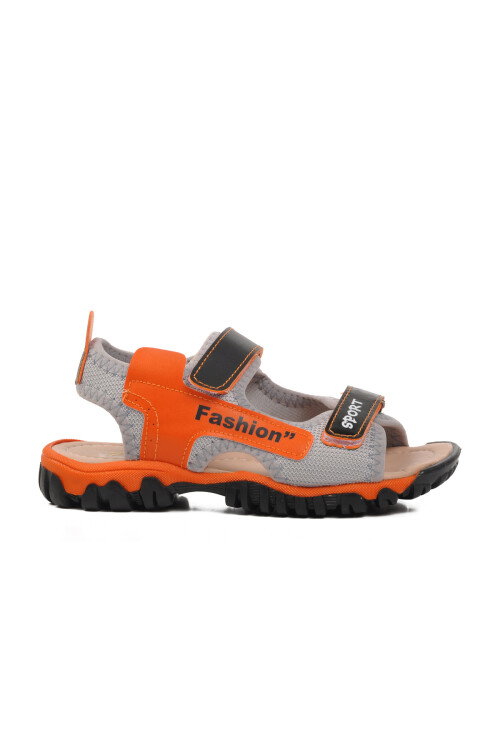 Black Orange Orthopedic Boys Sports Sandals 24-410 P