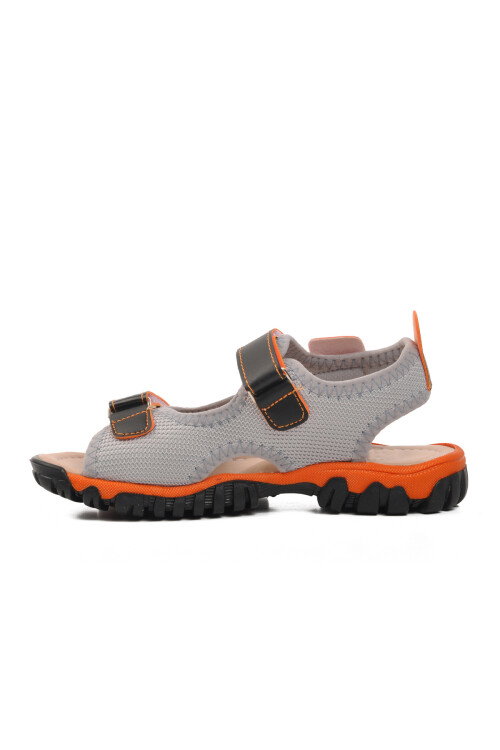 Black Orange Orthopedic Boys Sports Sandals 24-410 P
