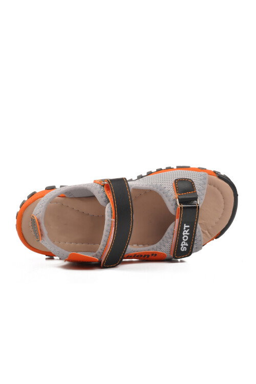 Black Orange Orthopedic Boys Sports Sandals 24-410 P