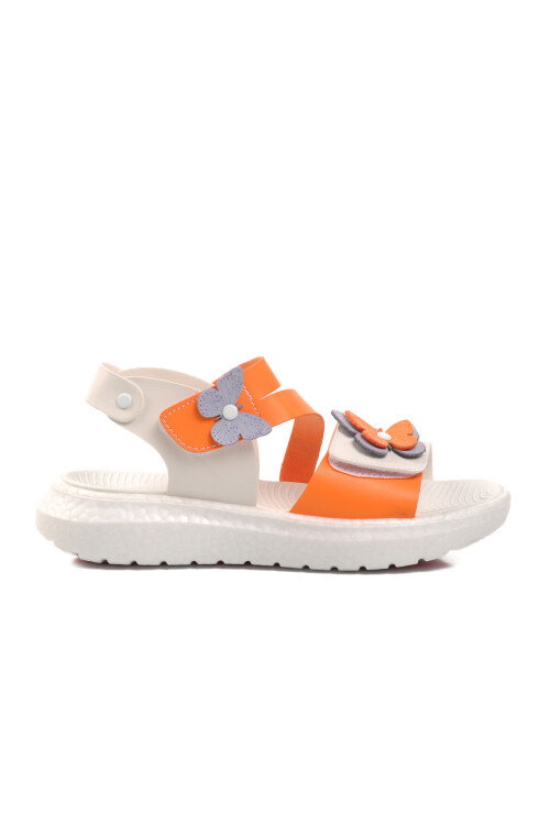 White-Orange Girls Flat Sandals 24-997 F