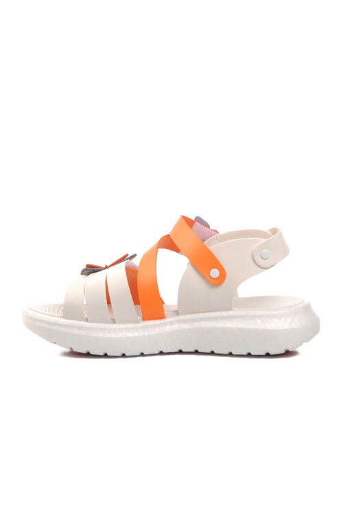 White-Orange Girls Flat Sandals 24-997 F