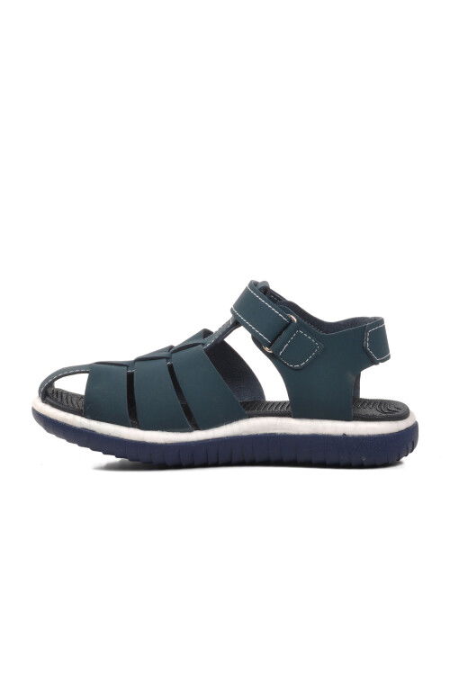 Navy Blue Nubuck Boys Flat Sandals 24-998 F