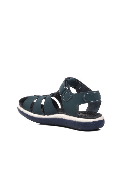 Navy Blue Nubuck Boys Flat Sandals 24-998 F