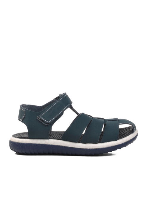 Navy Blue Nubuck Boys Flat Sandals 24-998 F