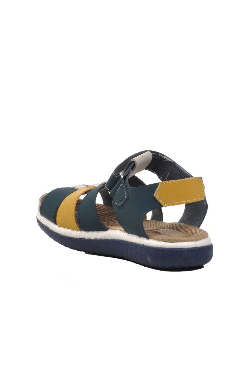 Navy Blue Yellow Orthopedic Boys Sandals 24-998 P
