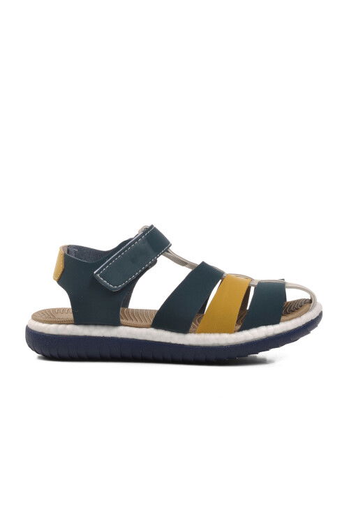Navy Blue Yellow Orthopedic Boys Sandals 24-998 P