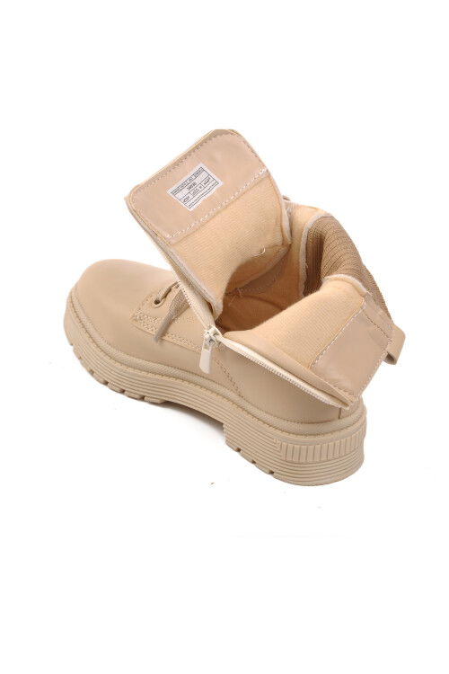 Beige Polar Fleece Girls Boots 24030 F