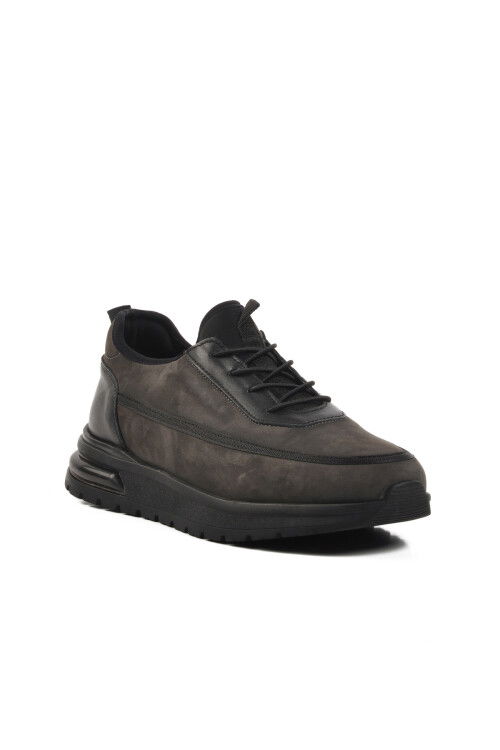 Gray Nubuck Genuine Leather Mens Casual Shoes 241548 M