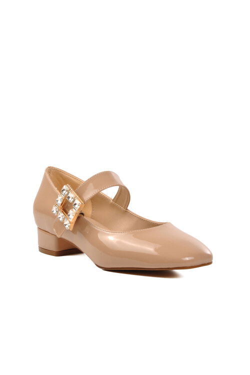 Beige Patent Leather Womens High Heel Shoes 312247 Z