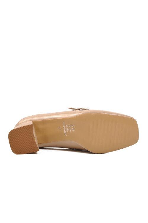 Beige Patent Leather Womens High Heel Shoes 323082 Z