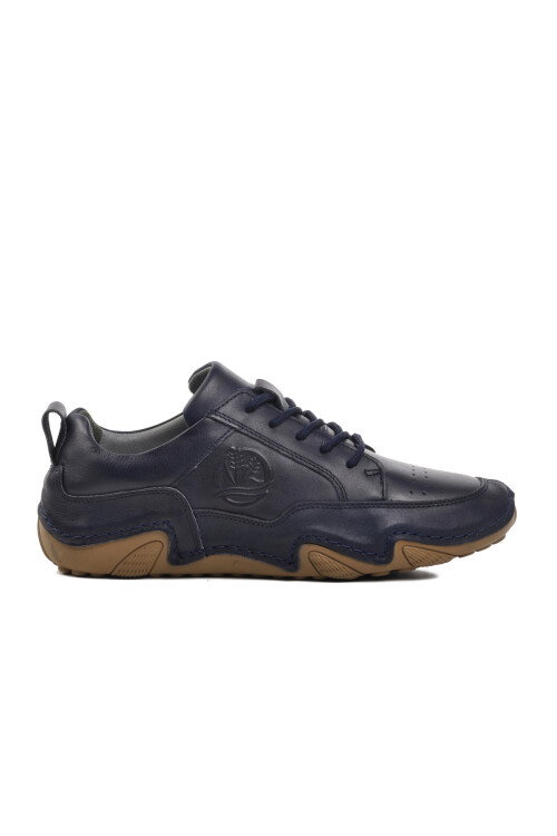 Navy Blue Genuine Leather Mens Casual Shoes 325-SM