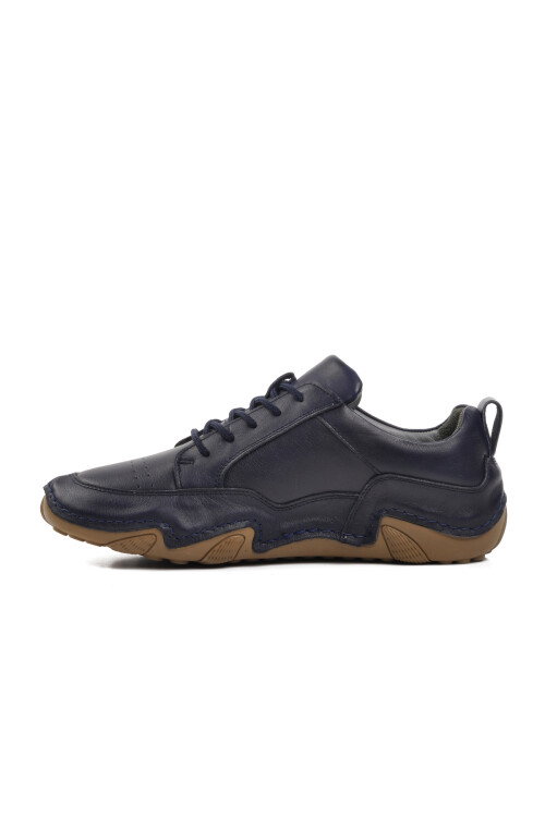 Navy Blue Genuine Leather Mens Casual Shoes 325-SM