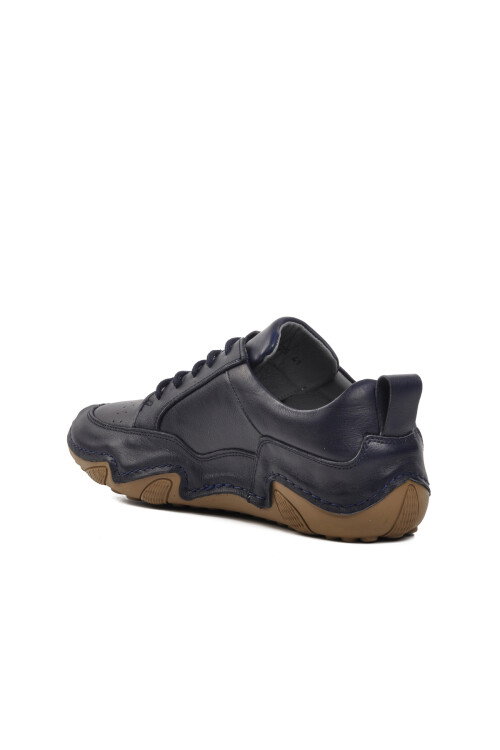 Navy Blue Genuine Leather Mens Casual Shoes 325-SM
